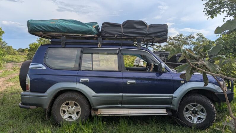 Rent a Toyota Land Cruiser Prado 7-seater 4x4 in Uganda for self-drive or guided safaris. Perfect for camping, gorilla trekking, and wildlife adventures.