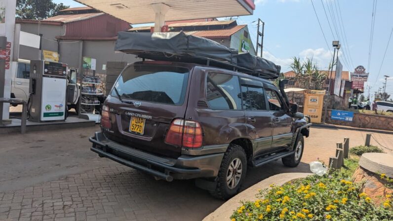 Rent a Toyota Land Cruiser 4x4 with rooftop tent in Uganda. Ideal for self-drive safaris, camping, gorilla trekking, and East Africa wildlife adventures.